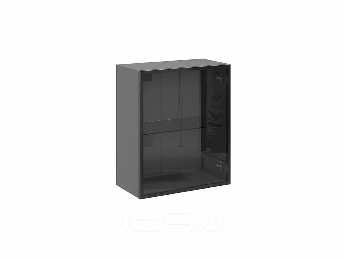 Шкаф верхний с 1-ой остекленной дверцей Черный/Graphite 716*600*322