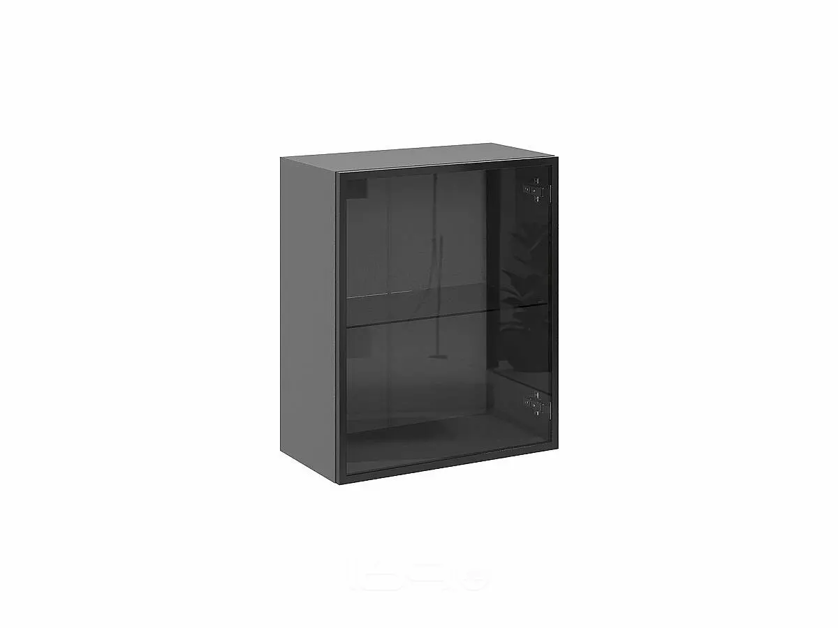 Шкаф верхний с 1-ой остекленной дверцей Черный/Graphite 716*600*322