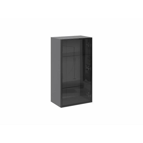 Шкаф верхний с 1-ой остекленной дверцей Черный/Graphite 920*500*322