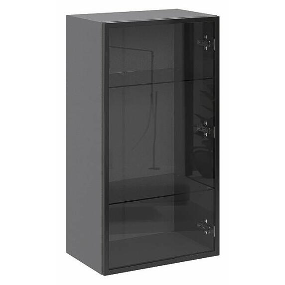 Шкаф верхний с 1-ой остекленной дверцей Черный/Graphite 920*500*322