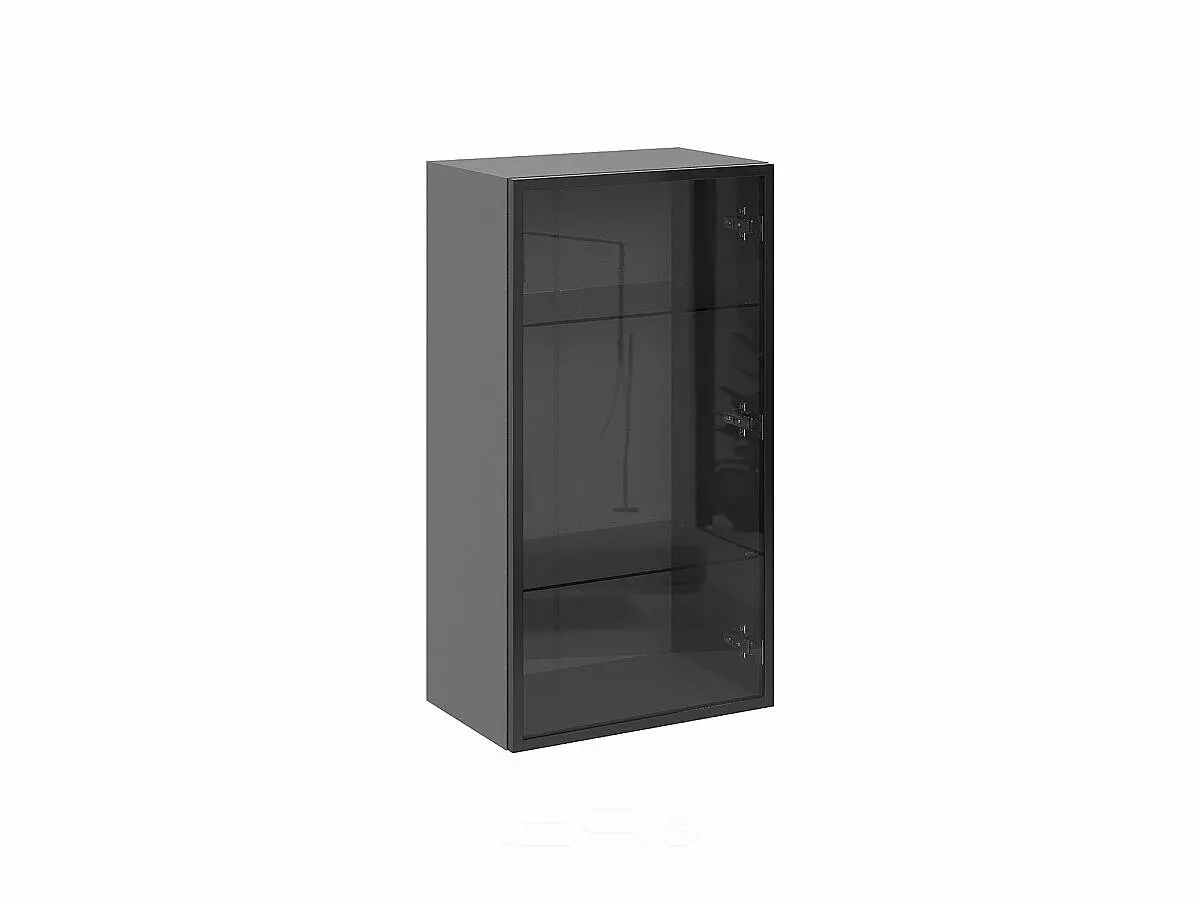 Шкаф верхний с 1-ой остекленной дверцей Черный/Graphite 920*500*322
