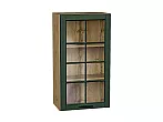 Шкаф верхний с 1-ой остекленной дверцей Дублин Special Green/Дуб Вотан 920*500*318