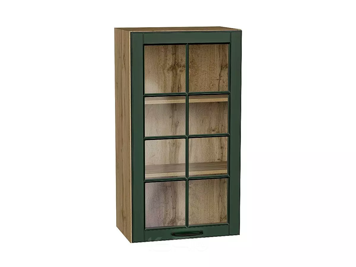 Шкаф верхний с 1-ой остекленной дверцей Дублин Special Green/Дуб Вотан 920*500*318