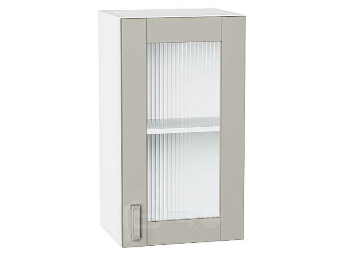 Шкаф верхний с 1-ой остекленной дверцей Лофт Grey Silk/Белый 716*400*320