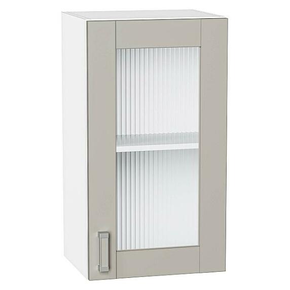Шкаф верхний с 1-ой остекленной дверцей Лофт Grey Silk/Белый 716*400*320