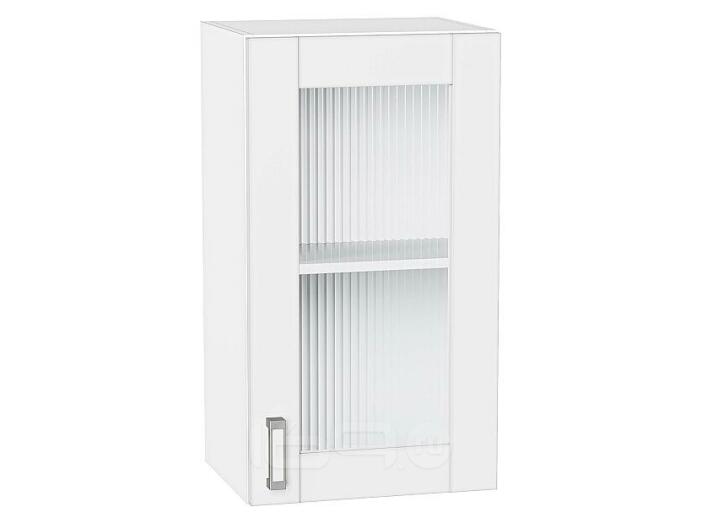 Шкаф верхний с 1-ой остекленной дверцей Лофт White Silk/Белый 716*400*320