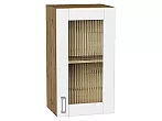 Шкаф верхний с 1-ой остекленной дверцей Лофт White Silk/Дуб Вотан 716*400*320