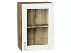 Шкаф верхний с 1-ой остекленной дверцей Лофт White Silk/Дуб Вотан 716*500*320