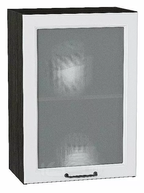 Шкаф верхний с 1-ой остекленной дверцей Ницца Blanco/Graphite 716*500*318