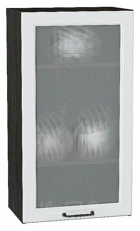 Шкаф верхний с 1-ой остекленной дверцей Ницца Blanco/Graphite 920*500*318