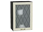 Шкаф верхний с 1-ой остекленной дверцей Ницца Дуб крем/Graphite 716*500*318
