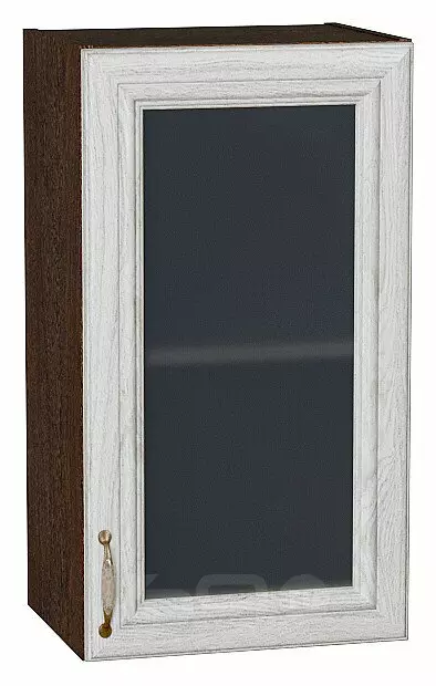 Шкаф верхний с 1-ой остекленной дверцей Шале White Dreamline Венге 716*400*320