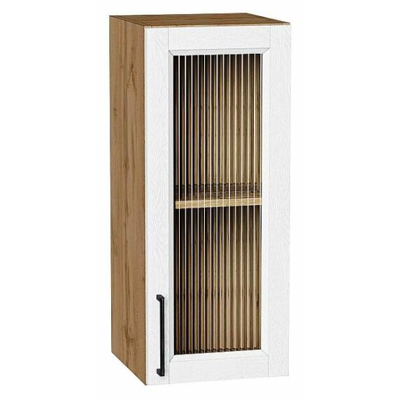 Шкаф верхний с 1-ой остекленной дверцей Сканди White Silkwood/Дуб Вотан 716*300*320