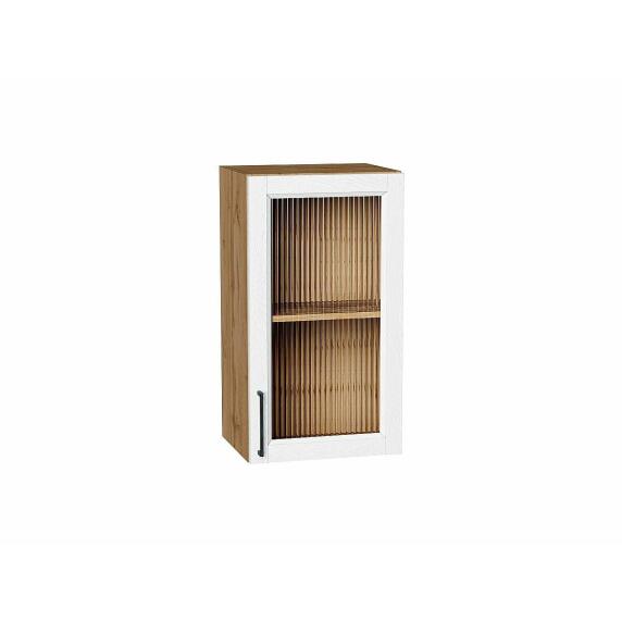 Шкаф верхний с 1-ой остекленной дверцей Сканди White Silkwood/Дуб Вотан 716*400*320