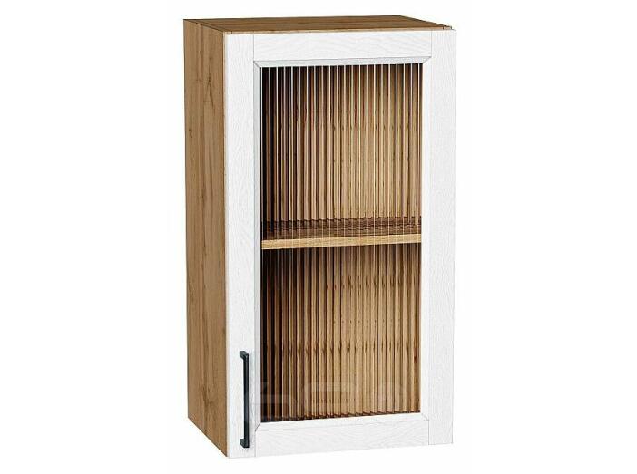 Шкаф верхний с 1-ой остекленной дверцей Сканди White Silkwood/Дуб Вотан 716*400*320