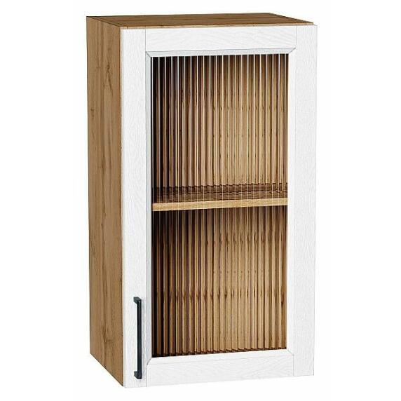 Шкаф верхний с 1-ой остекленной дверцей Сканди White Silkwood/Дуб Вотан 716*400*320