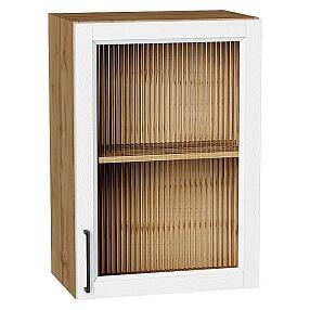 Шкаф верхний с 1-ой остекленной дверцей Сканди White Silkwood/Дуб Вотан 716*500*320