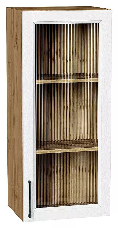 Шкаф верхний с 1-ой остекленной дверцей Сканди White Silkwood/Дуб Вотан 920*400*320