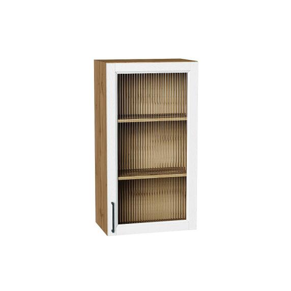 Шкаф верхний с 1-ой остекленной дверцей Сканди White Silkwood/Дуб Вотан 920*500*320