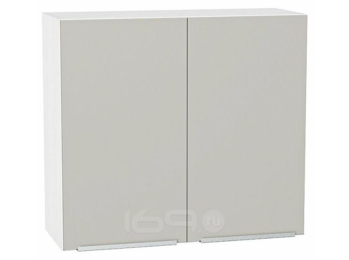 Шкаф верхний с 2-мя дверцами Фьюжн Silky Light Grey  Белый 716*800*320