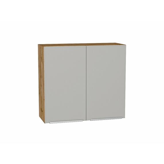 Шкаф верхний с 2-мя дверцами Фьюжн Silky Light Grey  Дуб Вотан 716*800*320