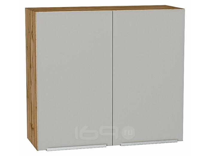 Шкаф верхний с 2-мя дверцами Фьюжн Silky Light Grey  Дуб Вотан 716*800*320