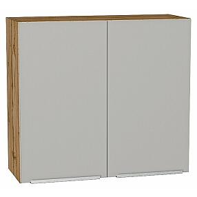 Шкаф верхний с 2-мя дверцами Фьюжн Silky Light Grey  Дуб Вотан 716*800*320