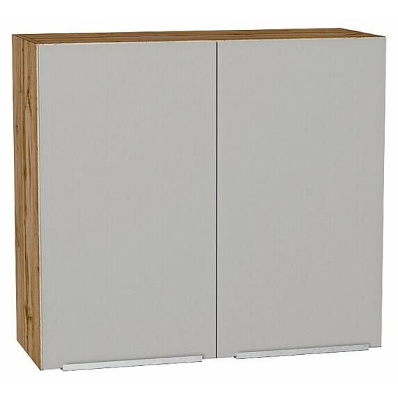 Шкаф верхний с 2-мя дверцами Фьюжн Silky Light Grey  Дуб Вотан 716*800*320