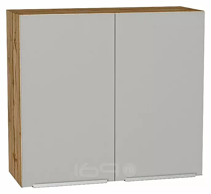 Шкаф верхний с 2-мя дверцами Фьюжн Silky Light Grey  Дуб Вотан 716*800*320