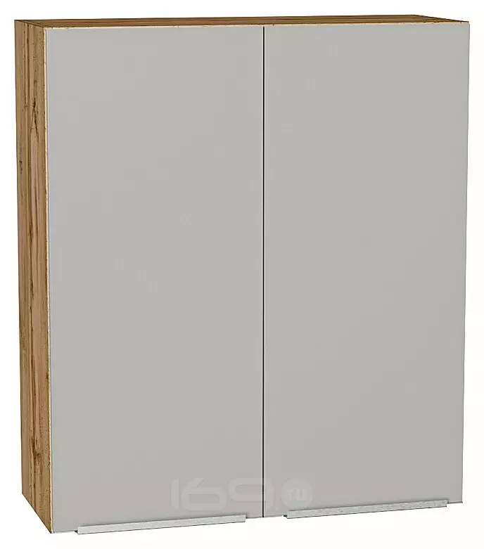 Шкаф верхний с 2-мя дверцами Фьюжн Silky Light Grey  Дуб Вотан 920*800*320