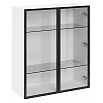 Шкаф верхний с 2-мя остекленными дверцами Черный/Белый Полки Стекло 920*800*322
