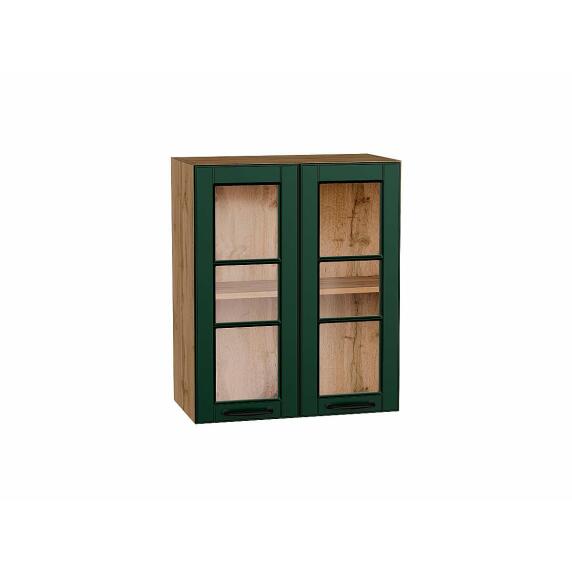 Шкаф верхний с 2-мя остекленными дверцами Дублин Special Green/Дуб Вотан 716*600*318