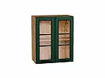 Шкаф верхний с 2-мя остекленными дверцами Дублин Special Green/Дуб Вотан 716*600*318