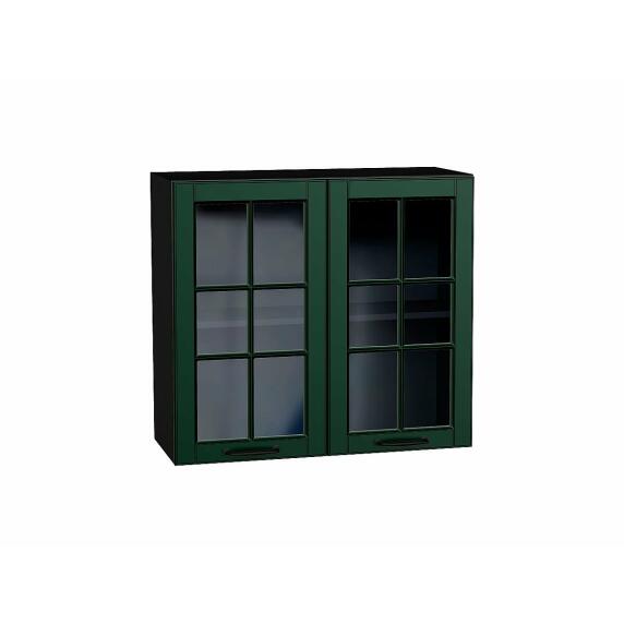 Шкаф верхний с 2-мя остекленными дверцами Дублин Special Green/Graphite 716*800*318