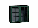Шкаф верхний с 2-мя остекленными дверцами Дублин Special Green/Graphite 716*800*318