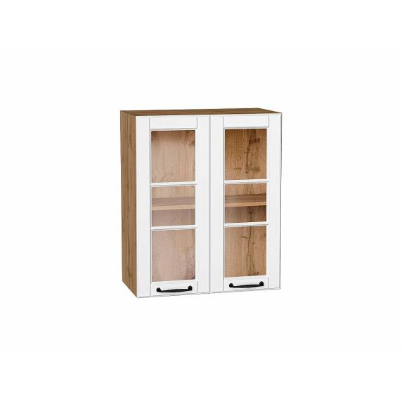 Шкаф верхний с 2-мя остекленными дверцами Дублин Special White/Дуб Вотан 716*600*318