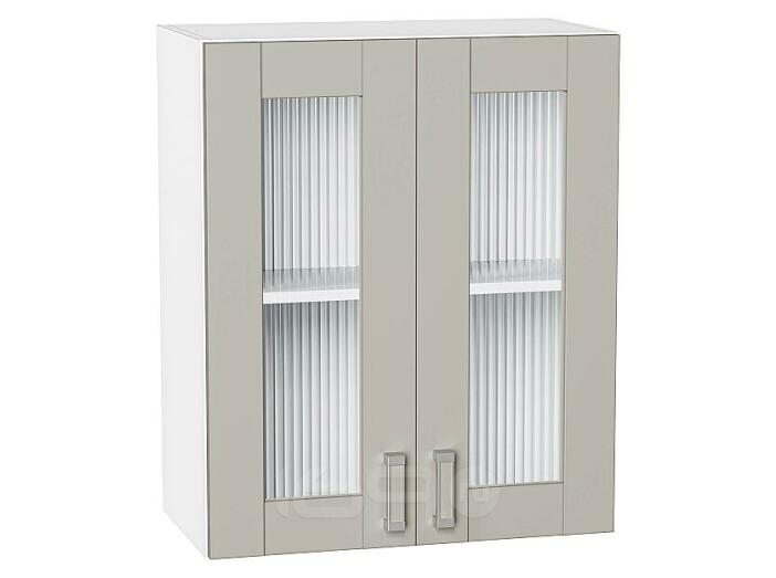 Шкаф верхний с 2-мя остекленными дверцами Лофт Grey Silk/Белый 716*600*320
