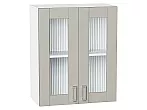 Шкаф верхний с 2-мя остекленными дверцами Лофт Grey Silk/Белый 716*600*320