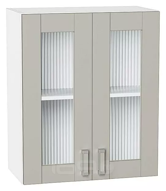 Шкаф верхний с 2-мя остекленными дверцами Лофт Grey Silk/Белый 716*600*320
