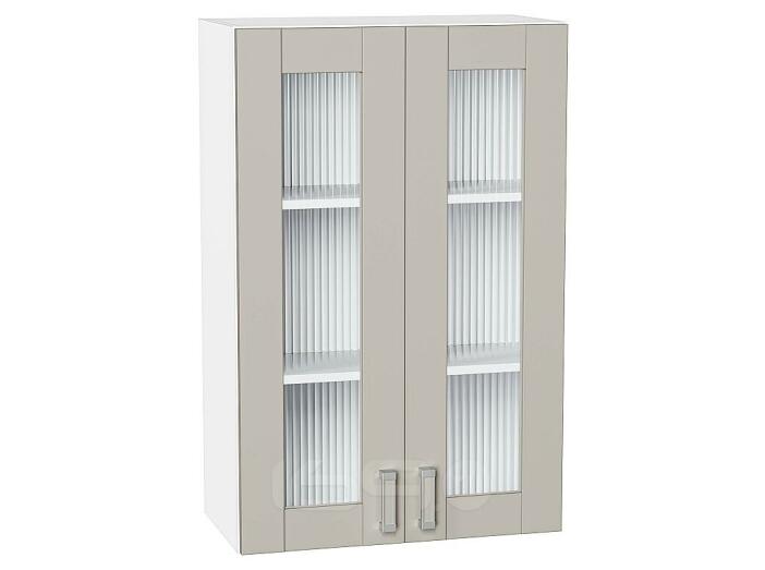 Шкаф верхний с 2-мя остекленными дверцами Лофт Grey Silk/Белый 920*600*320