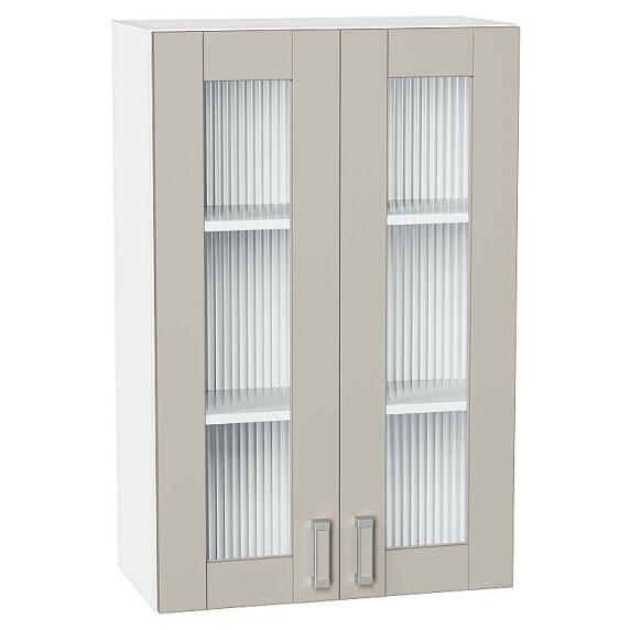 Шкаф верхний с 2-мя остекленными дверцами Лофт Grey Silk/Белый 920*600*320