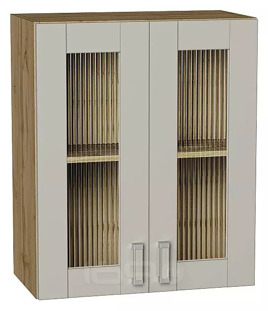 Шкаф верхний с 2-мя остекленными дверцами Лофт Grey Silk/Дуб Вотан 716*600*320
