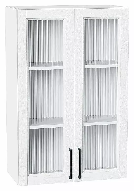 Шкаф верхний с 2-мя остекленными дверцами Сканди White Silkwood/Белый 920*600*320