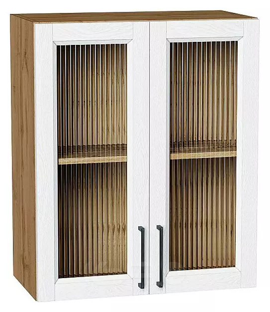 Шкаф верхний с 2-мя остекленными дверцами Сканди White Silkwood/Дуб Вотан 716*600*320