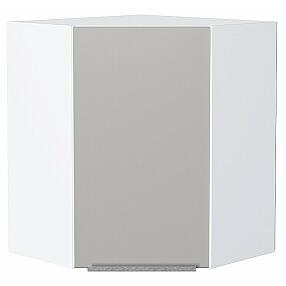 Шкаф верхний угловой Фьюжн Silky Light Grey  Белый 716*600*600