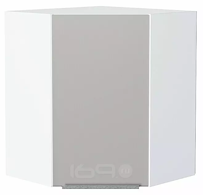 Шкаф верхний угловой Фьюжн Silky Light Grey  Белый 716*600*600