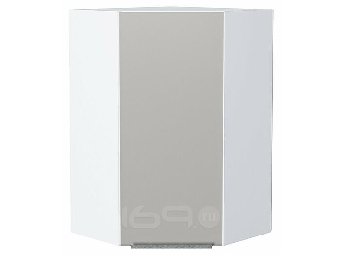 Шкаф верхний угловой Фьюжн Silky Light Grey  Белый 920*600*600