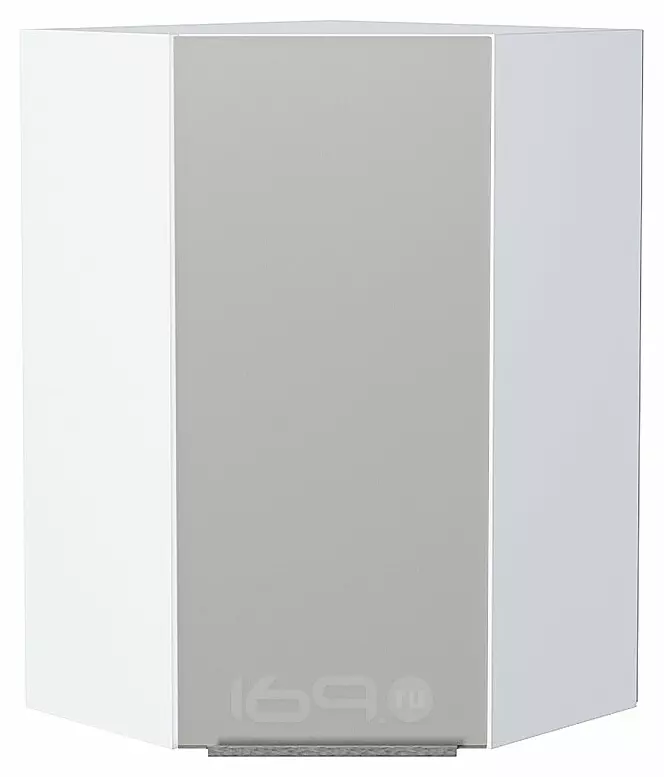 Шкаф верхний угловой Фьюжн Silky Light Grey  Белый 920*600*600