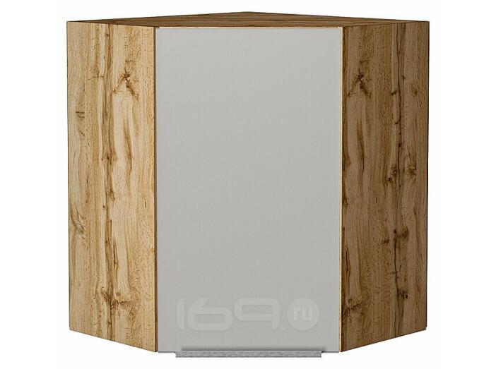 Шкаф верхний угловой Фьюжн Silky Light Grey  Дуб Вотан 716*600*600