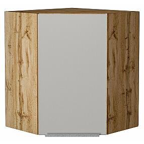 Шкаф верхний угловой Фьюжн Silky Light Grey  Дуб Вотан 716*600*600